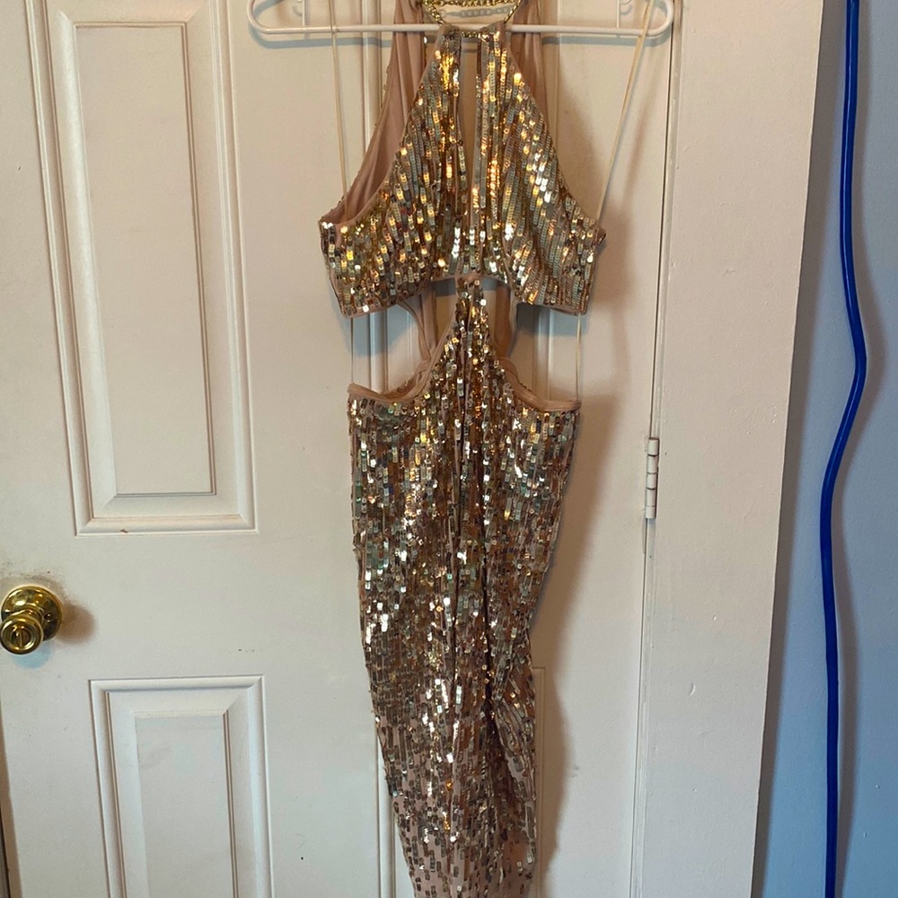 Gold/nude cutout dress